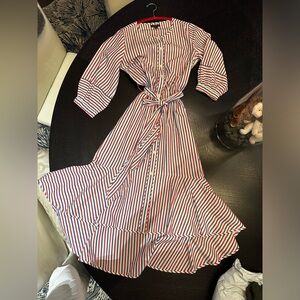 JCrew red white and blue high low JCrew dress